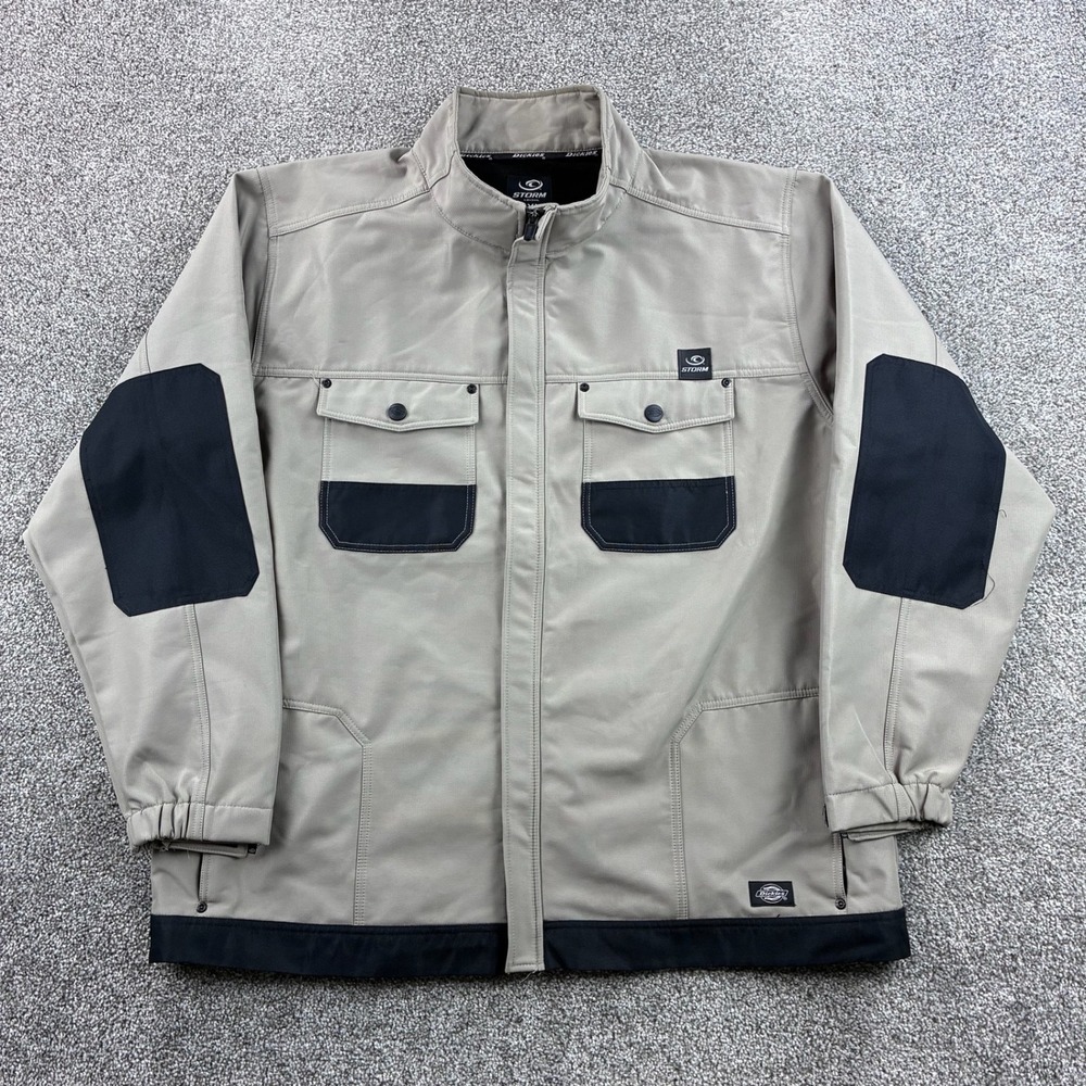Dickies Storm Jacket Mens 2XL Tan Fleece Lined Workwear Utility Windbreaker